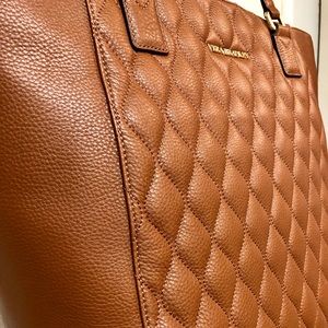 Quilted Ella Tote Cognac
